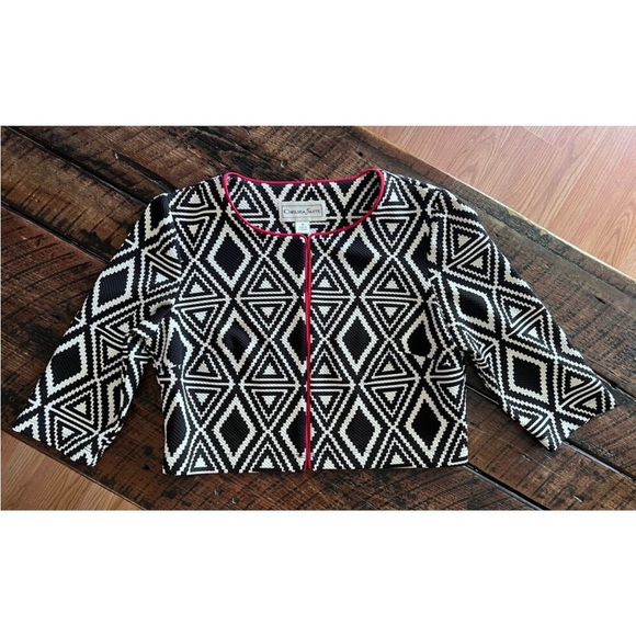 Chelsea Suite abstract black white and red blazer jacket size 8 - Picture 6 of 12